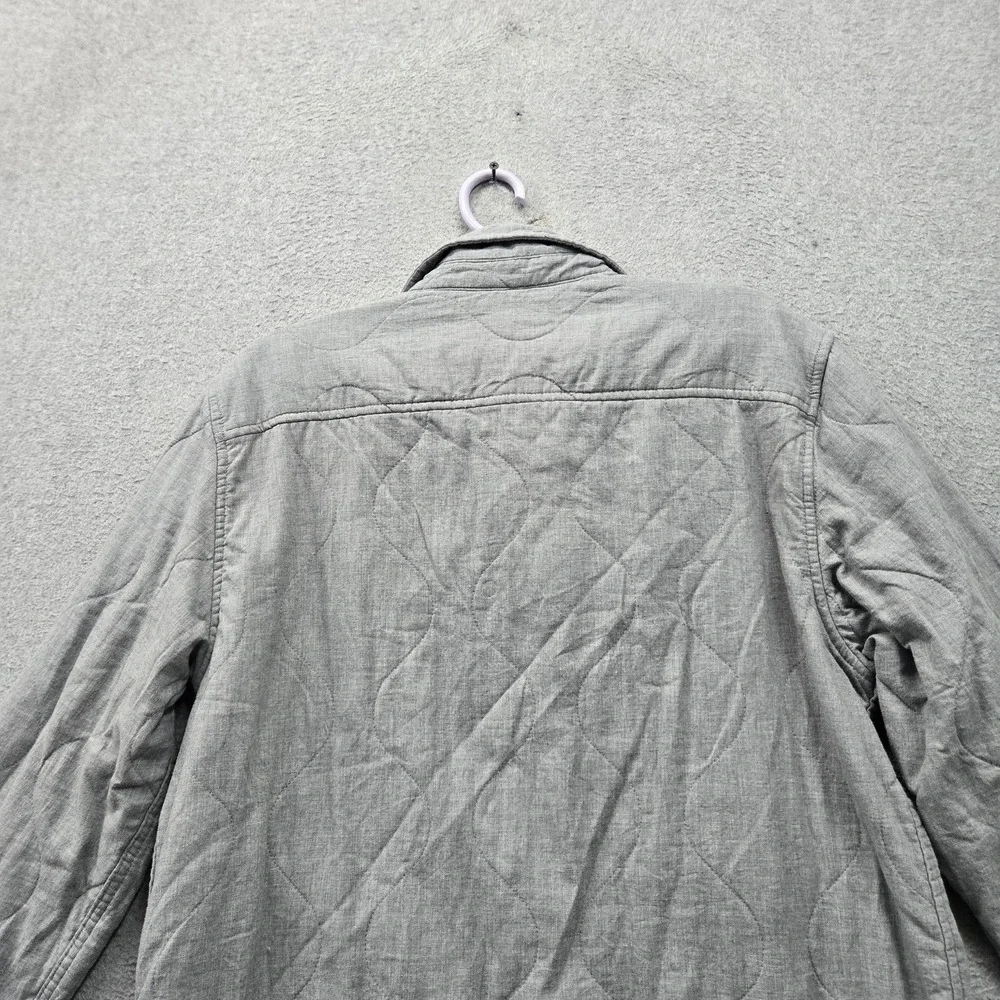 The North Face Men Jacket L Gray Quilted Overshirt Shacket Button Up Logo Collar
